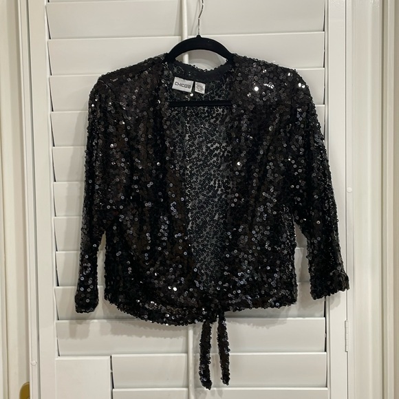 Black Chico’s size 2 Sequined Jacket. ( Chico’s size 2 is same as 12/14. - Picture 2 of 6